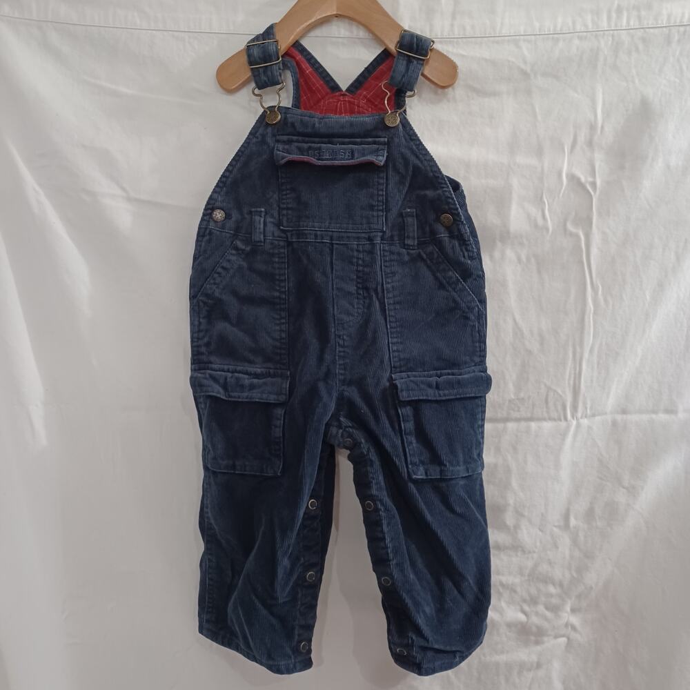 OshKosh b'gosh size 18 months‎ blue corduroy overalls flannel liner
